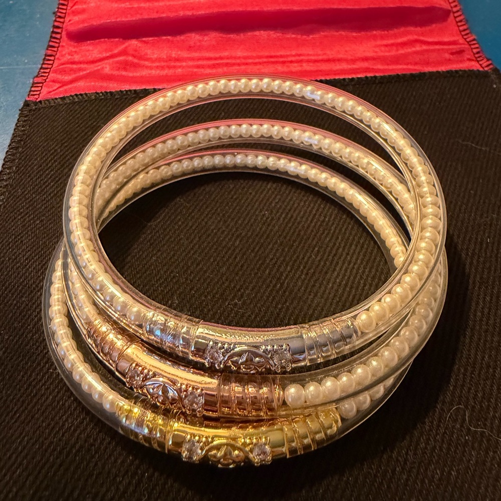 BudhaGirl THREE QUEENS ALL WEATHER BANGLES® (AWB®) - WHITE PEARL